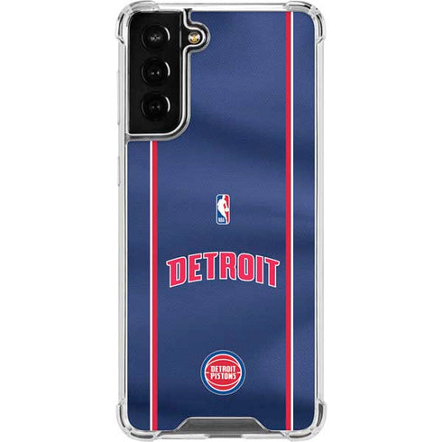 NBA Detroit Pistons Jersey Galaxy S21 FE Clear Case